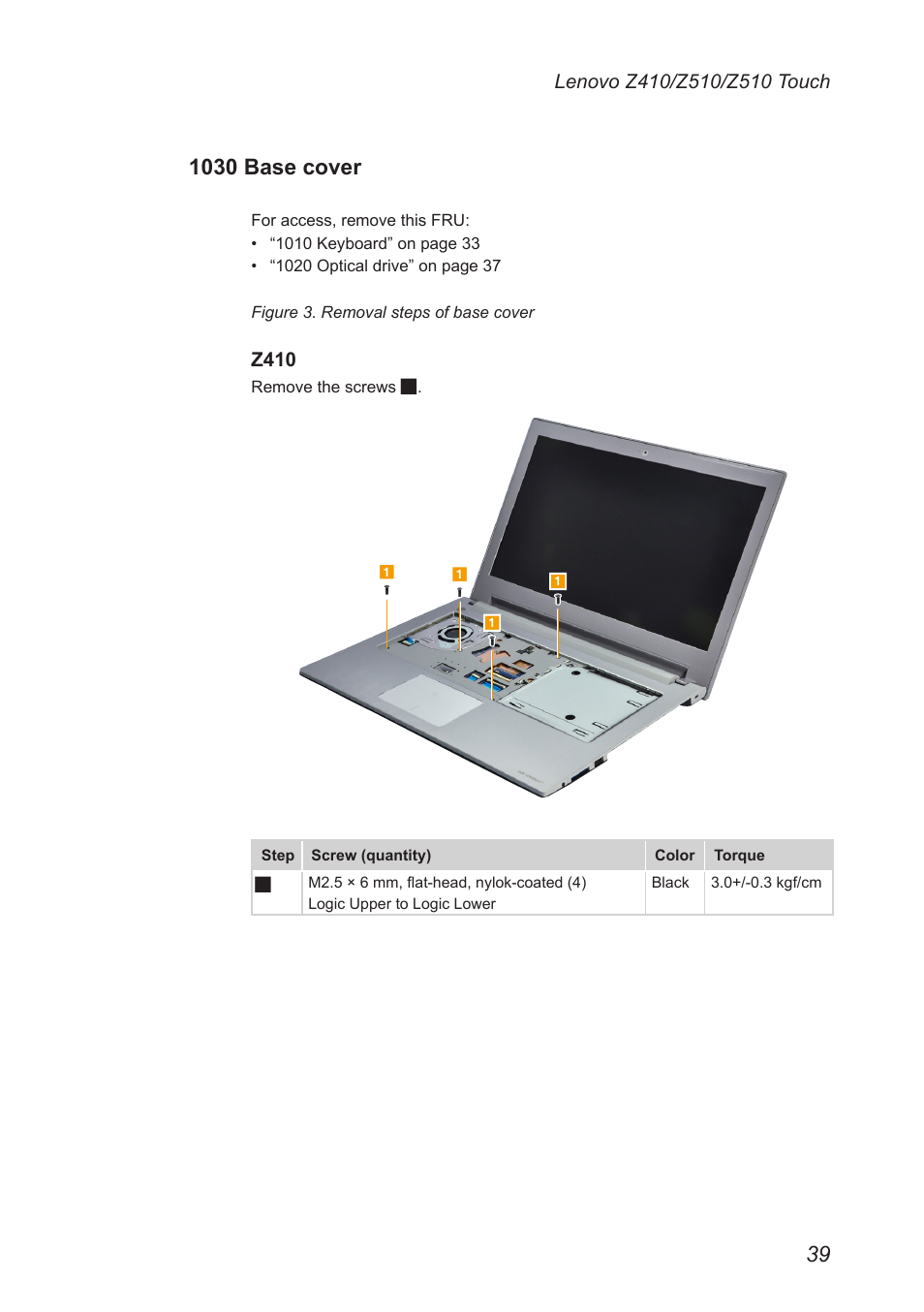 1030 base cover | Lenovo IdeaPad Z410 Notebook User Manual | Page 43 / 114