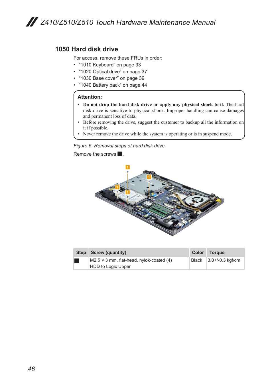 1050 hard disk drive | Lenovo IdeaPad Z410 Notebook User Manual | Page 50 / 114