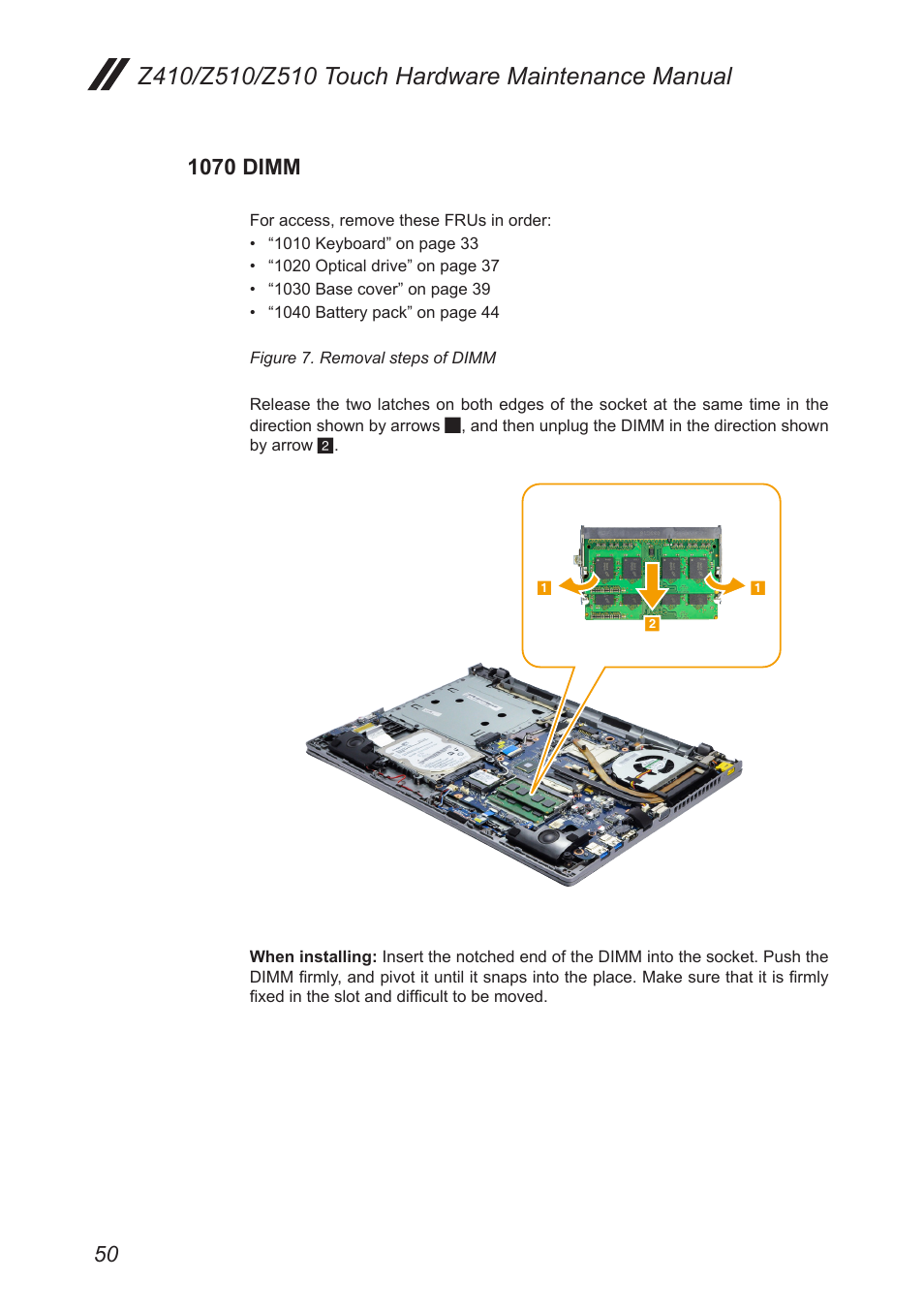 1070 dimm | Lenovo IdeaPad Z410 Notebook User Manual | Page 54 / 114