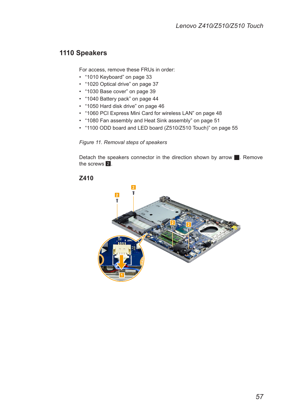 1110 speakers | Lenovo IdeaPad Z410 Notebook User Manual | Page 61 / 114