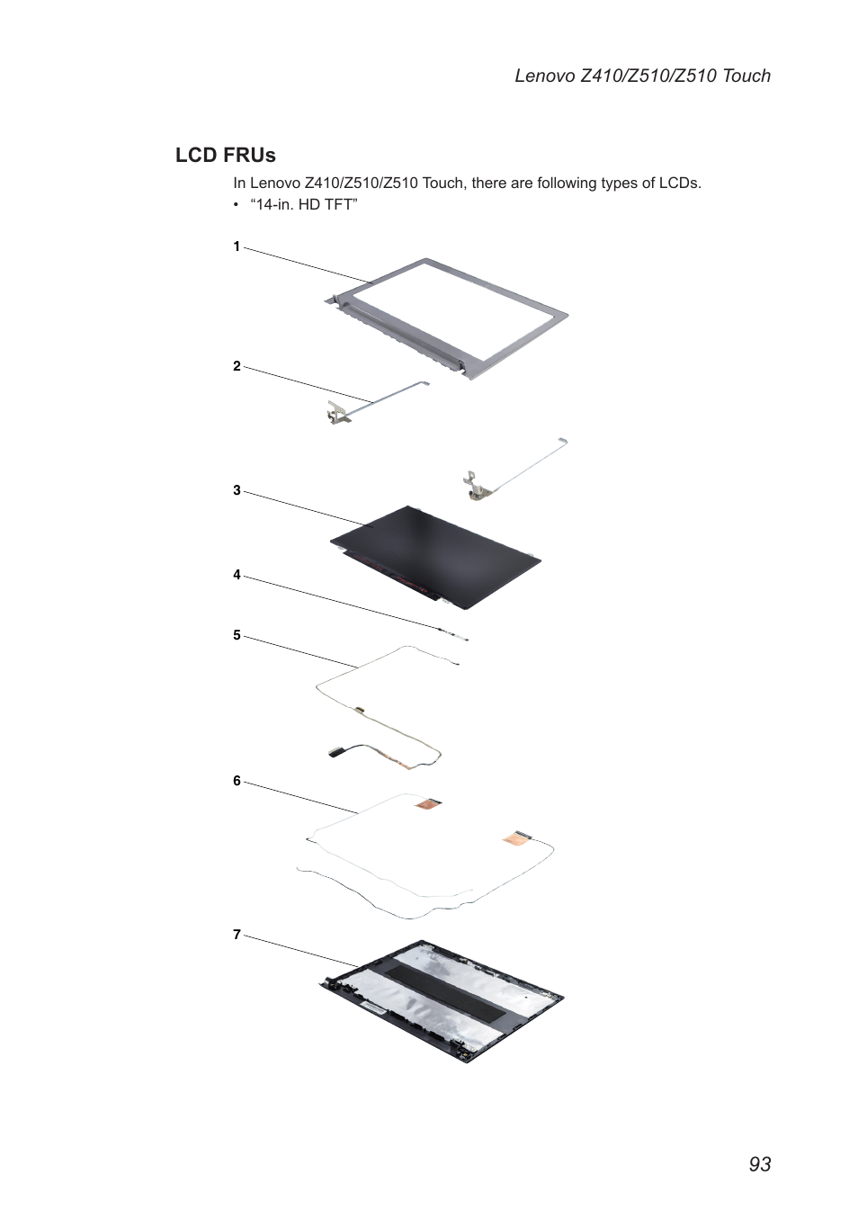 Lcd frus | Lenovo IdeaPad Z410 Notebook User Manual | Page 97 / 114