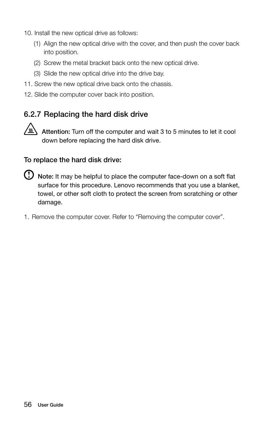 7 replacing the hard disk drive | Lenovo IdeaCentre B540 User Manual | Page 61 / 67