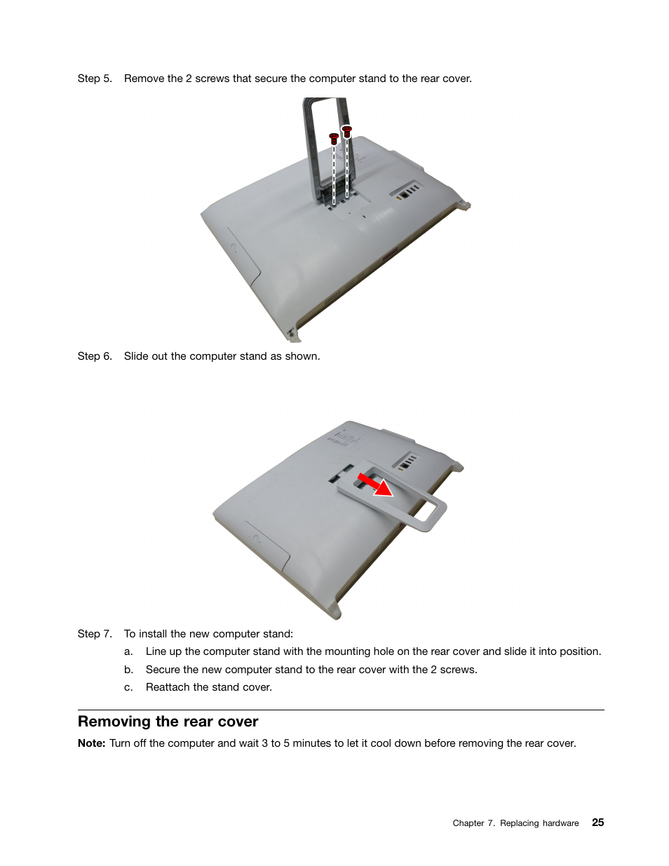 Removing the rear cover | Lenovo C260 Touch All In One User Manual | Page 31 / 51