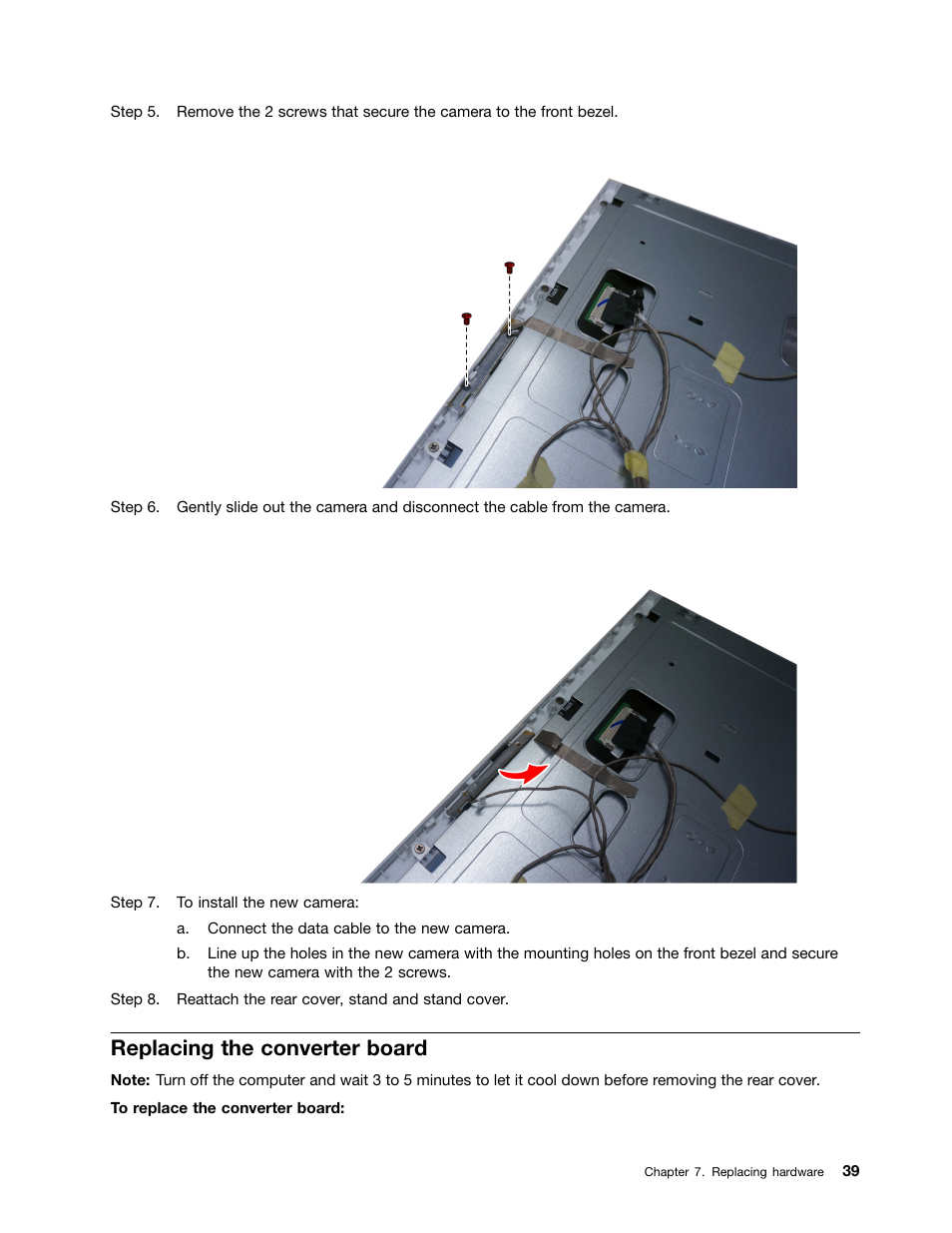 Replacing the converter board | Lenovo C260 Touch All In One User Manual | Page 45 / 51
