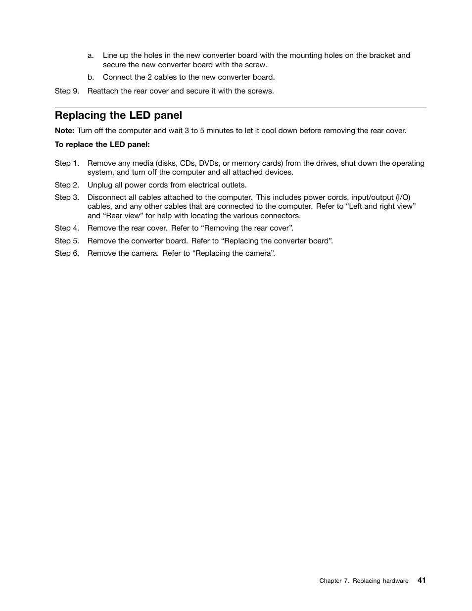 Replacing the led panel | Lenovo C260 Touch All In One User Manual | Page 47 / 51