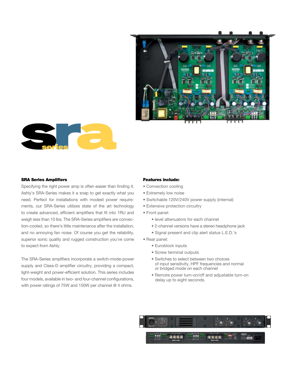 Sr a, Tr a | Ashly TRA Series User Manual | Page 2 / 4