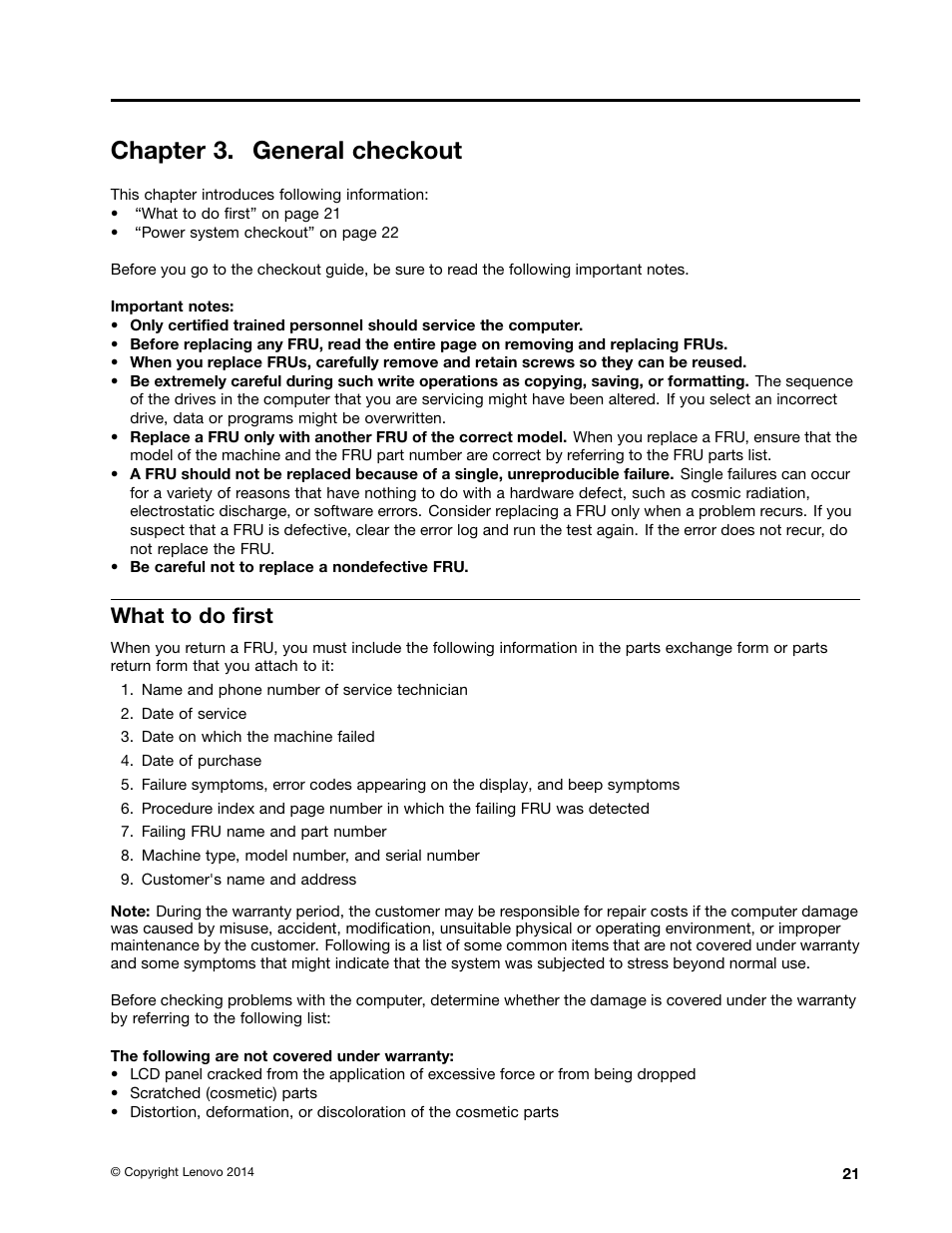 Chapter 3. general checkout, What to do first | Lenovo E40-70 Notebook User Manual | Page 27 / 90