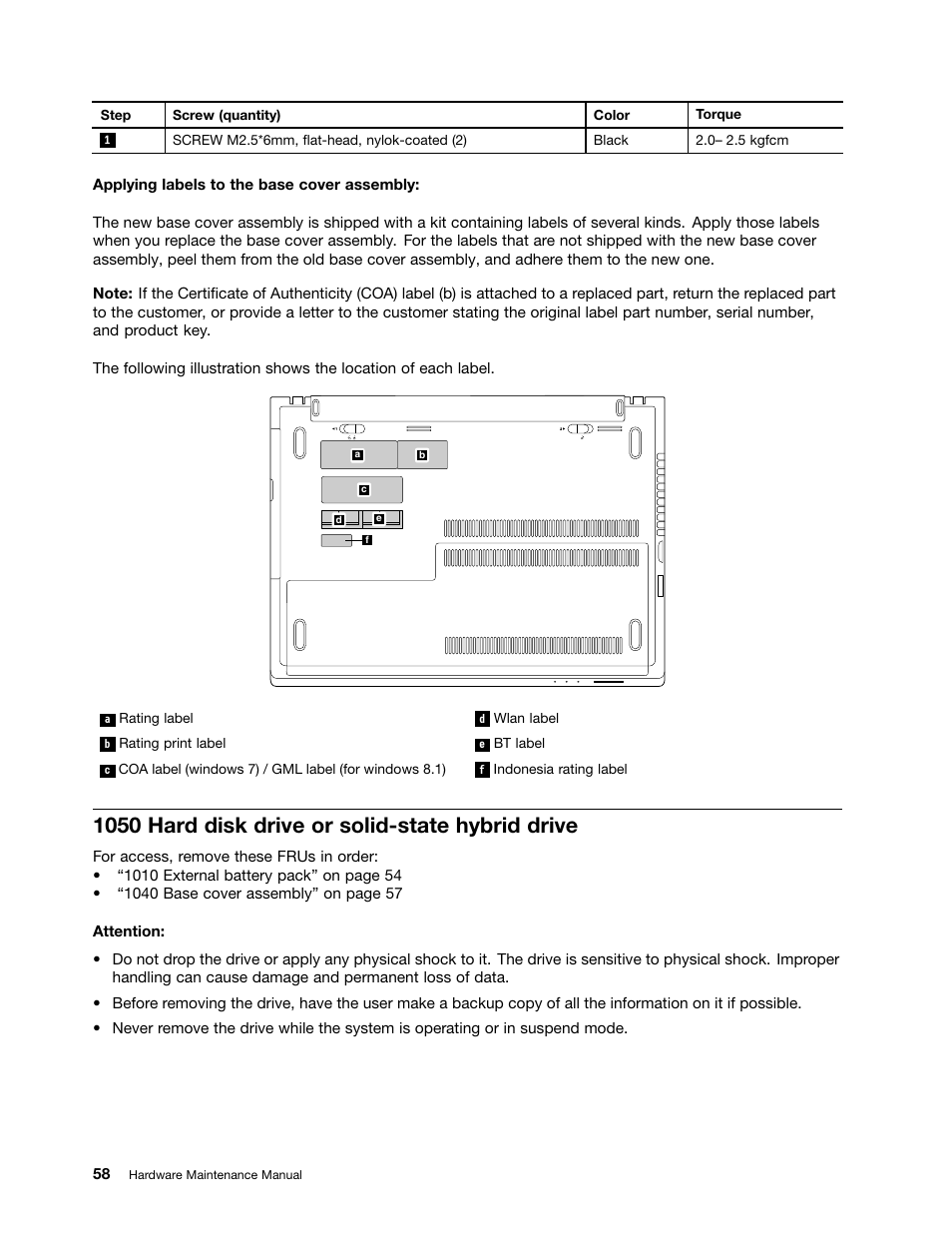 1050 hard disk drive or solid-state hybrid drive | Lenovo E40-70 Notebook User Manual | Page 64 / 90