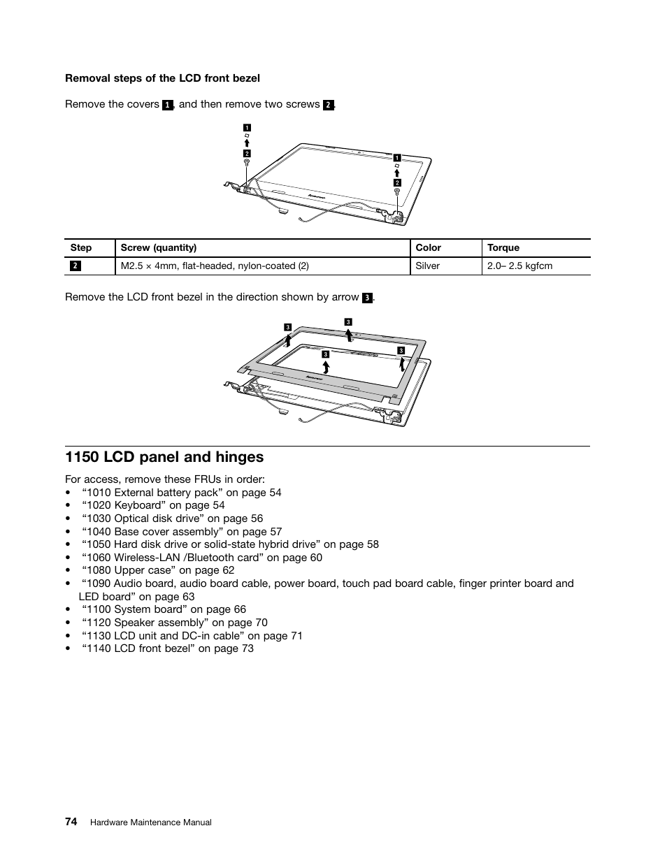 1150 lcd panel and hinges | Lenovo E40-70 Notebook User Manual | Page 80 / 90