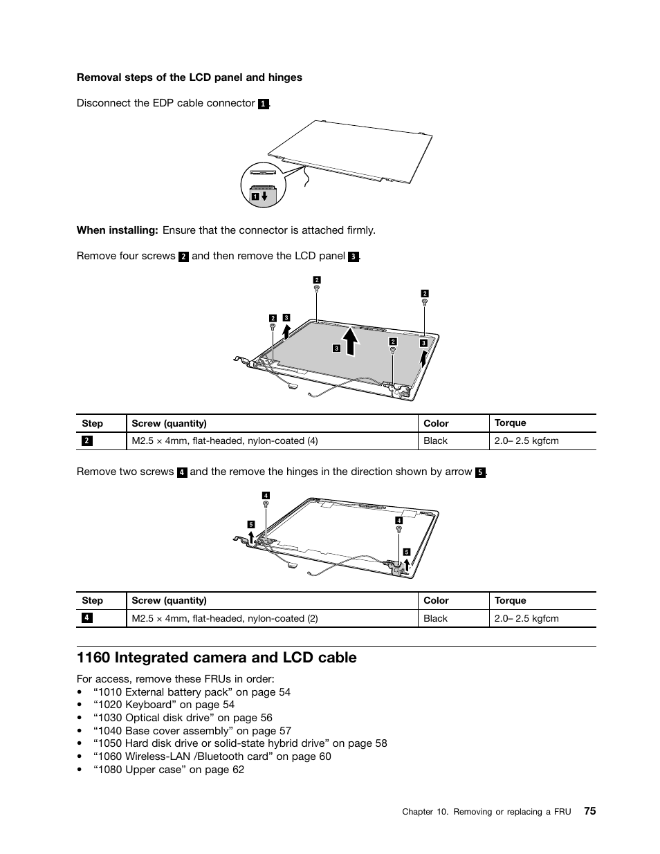 1160 integrated camera and lcd cable | Lenovo E40-70 Notebook User Manual | Page 81 / 90