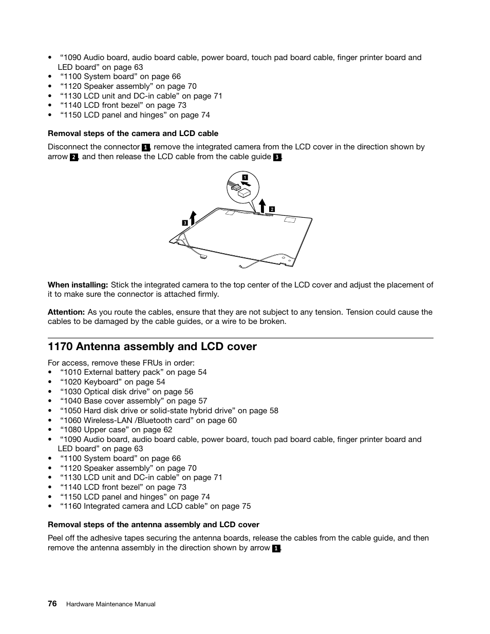 1170 antenna assembly and lcd cover | Lenovo E40-70 Notebook User Manual | Page 82 / 90