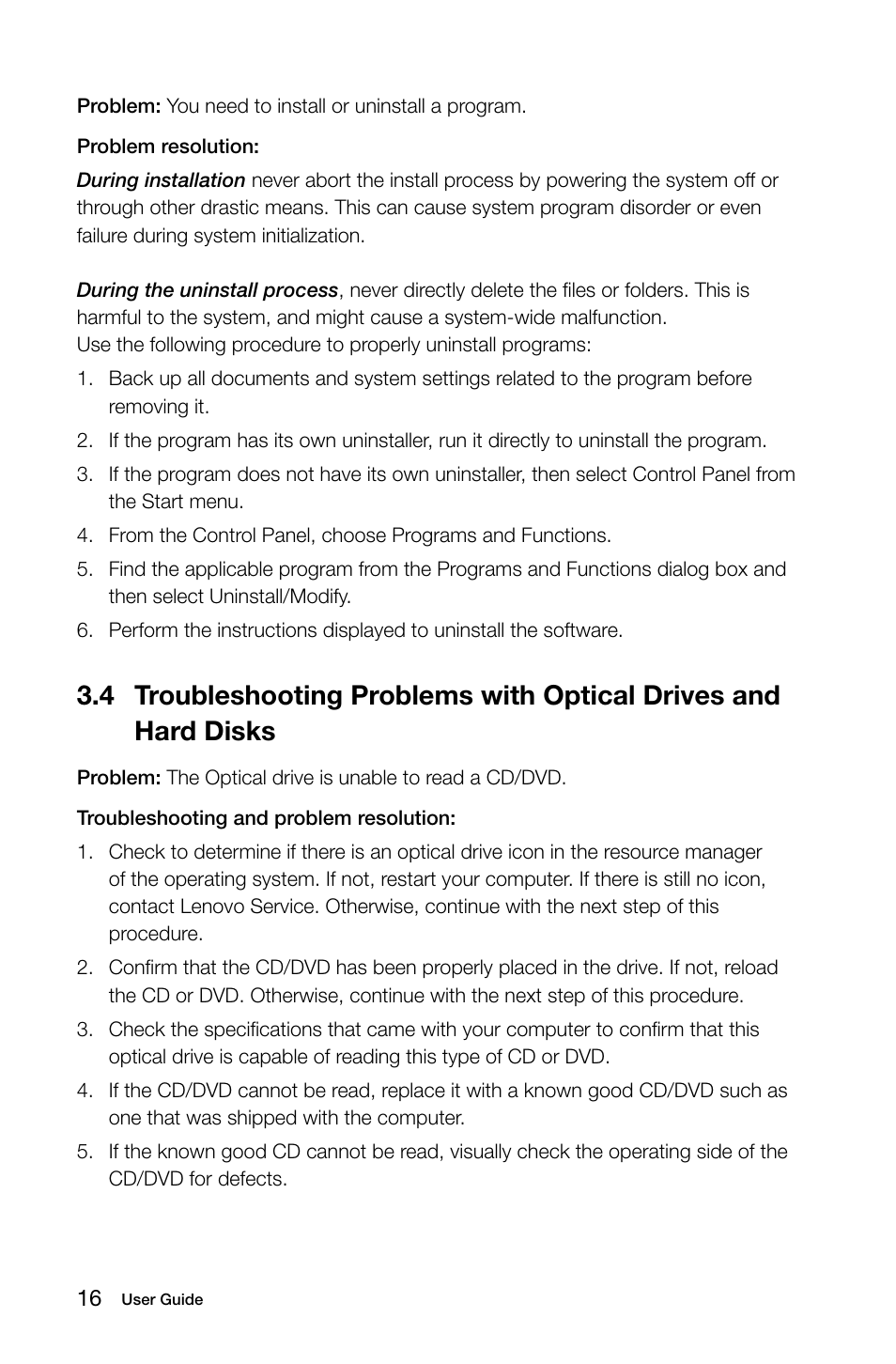 4 troubleshooting problems with optical drives and, Hard disks | Lenovo H520s Desktop User Manual | Page 21 / 43