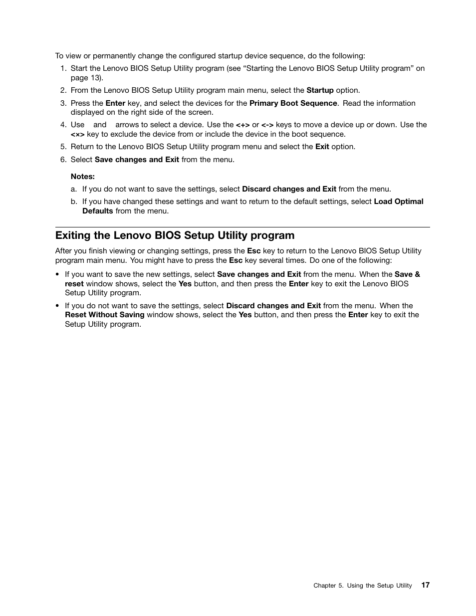 Exiting the lenovo bios setup utility program | Lenovo H530s Desktop User Manual | Page 23 / 59