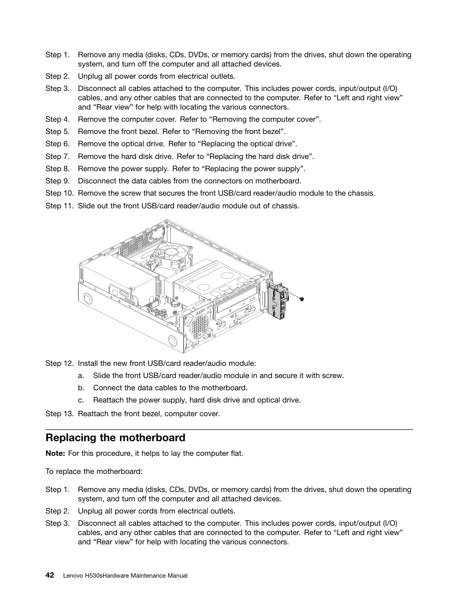 Replacing the motherboard | Lenovo H530s Desktop User Manual | Page 48 / 59