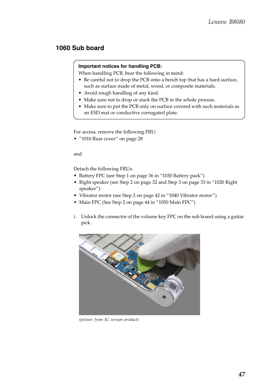 1060 sub board, Lenovo b8080 | Lenovo Yoga Tablet 10 HD+ B8080 User Manual | Page 51 / 85