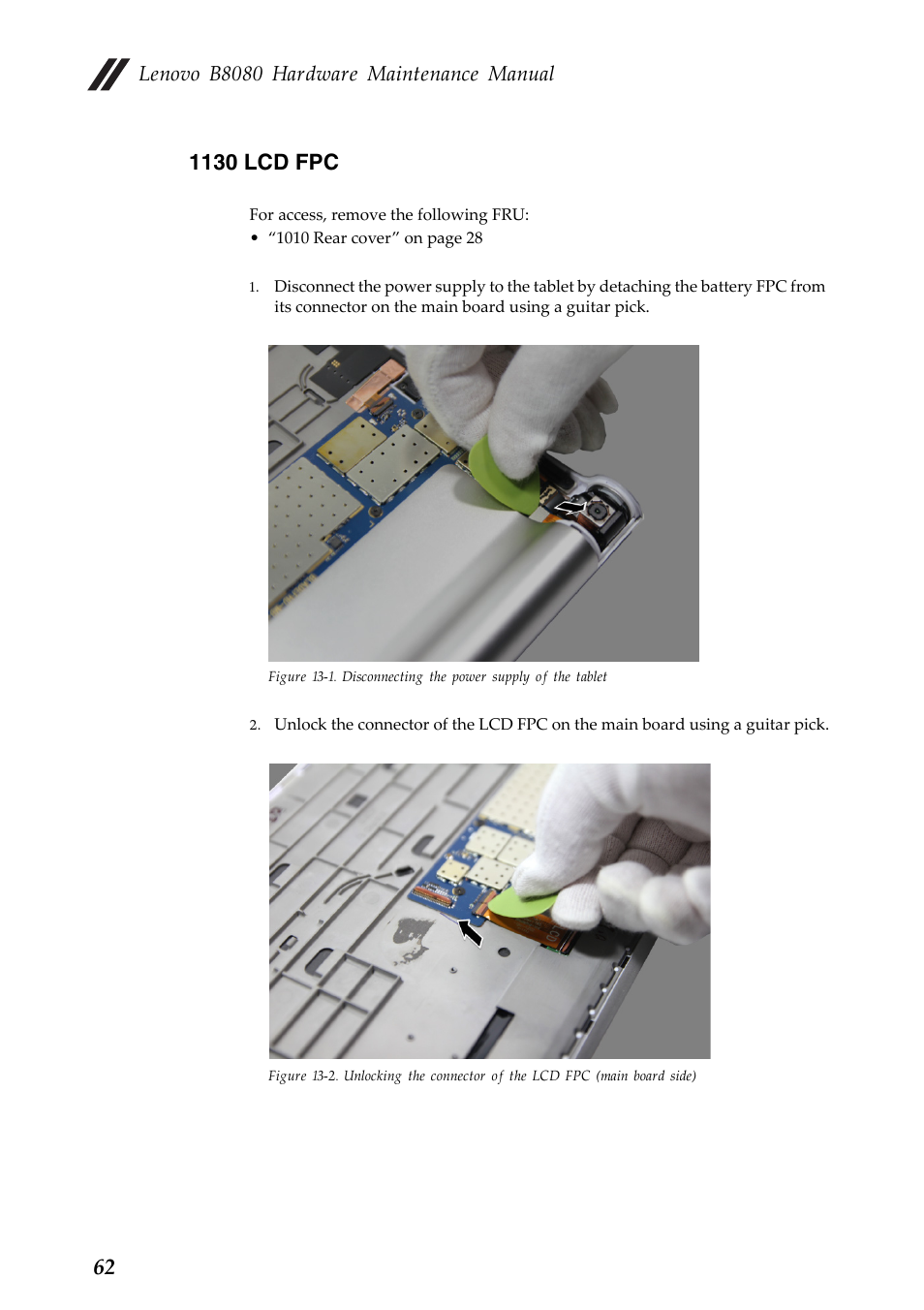 1130 lcd fpc, Lenovo b8080 hardware maintenance manual | Lenovo Yoga Tablet 10 HD+ B8080 User Manual | Page 66 / 85