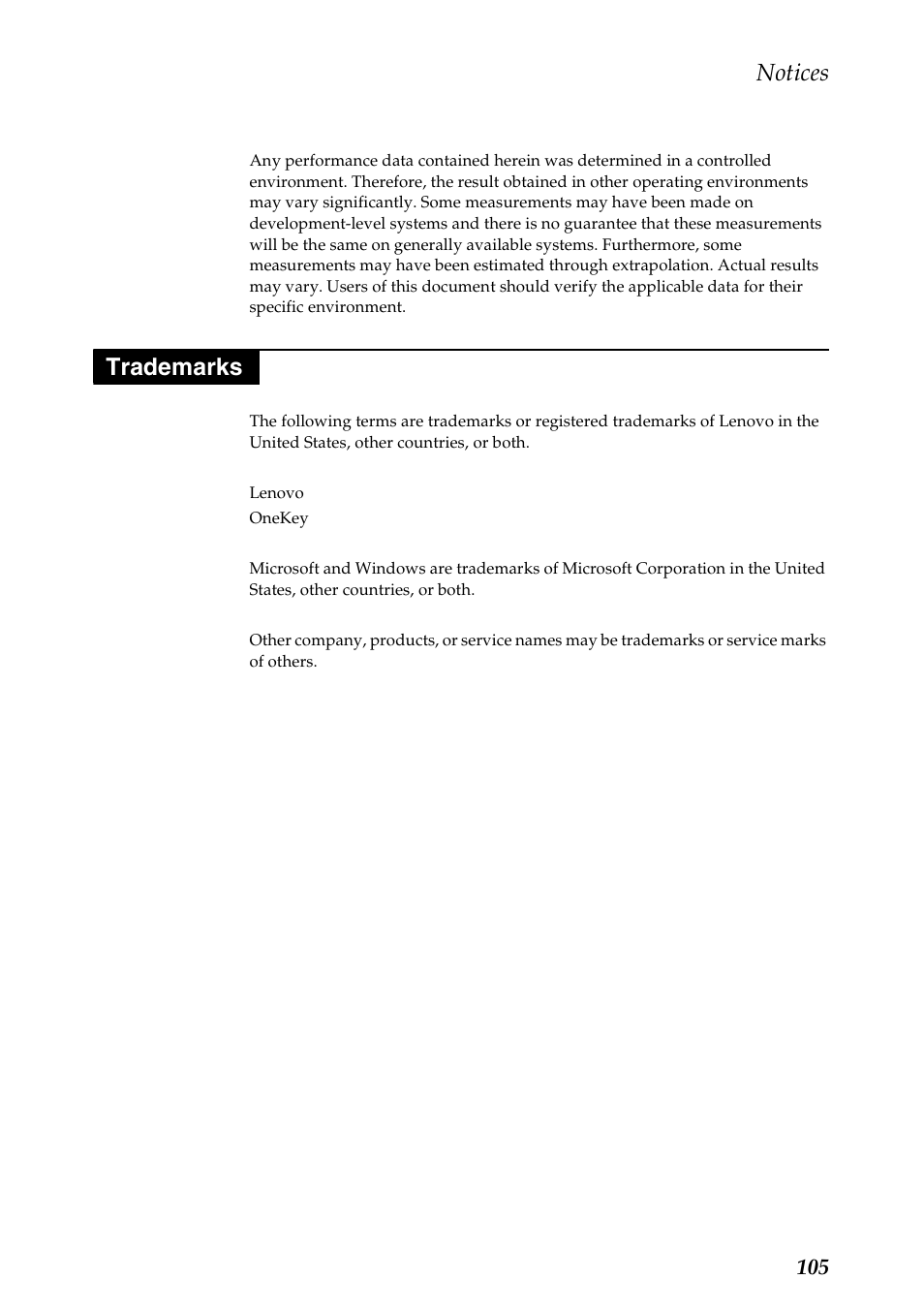 Trademarks, Notices | Lenovo Flex 2-15D Notebook Lenovo User Manual | Page 109 / 109