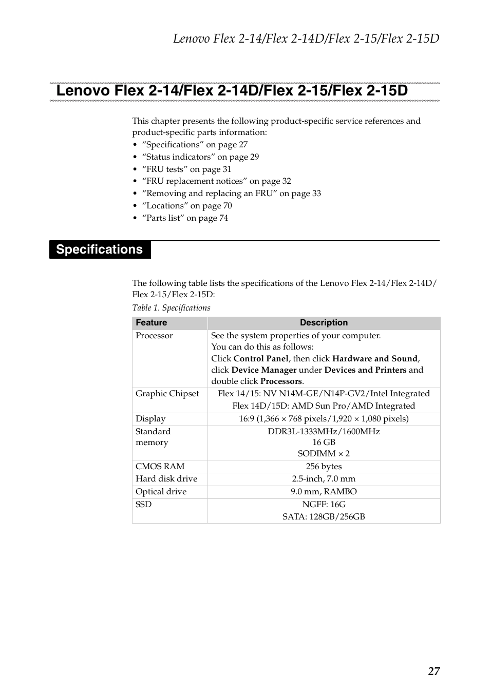 Lenovo flex 2-14/flex 2-14d/flex 2-15/flex 2-15d, Specifications, To “lenovo flex 2-14/flex 2-14d/flex 2-15/flex 2 | Lenovo Flex 2-15D Notebook Lenovo User Manual | Page 31 / 109