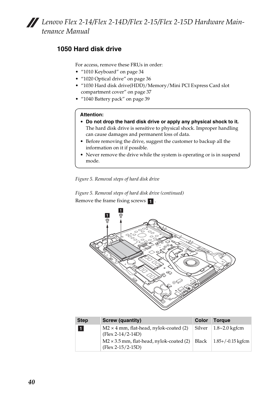 1050 hard disk drive | Lenovo Flex 2-15D Notebook Lenovo User Manual | Page 44 / 109