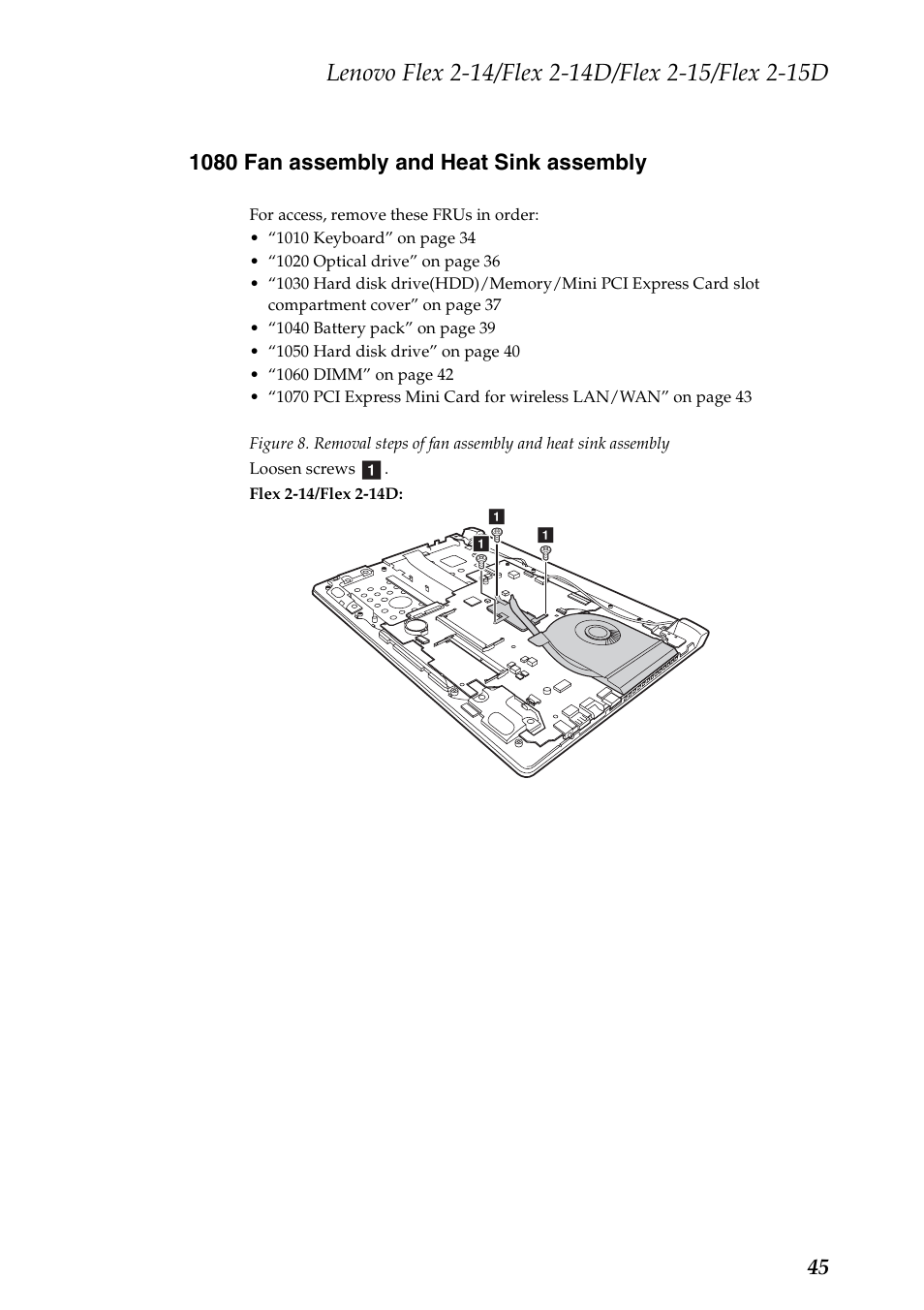1080 fan assembly and heat sink assembly | Lenovo Flex 2-15D Notebook Lenovo User Manual | Page 49 / 109