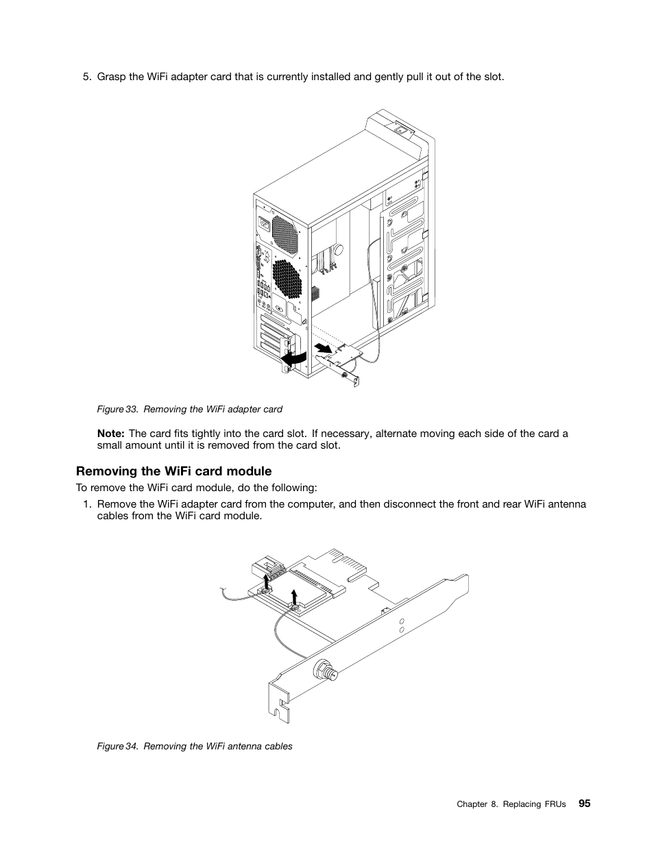 Removing the wifi card module | Lenovo M5800 Desktop User Manual | Page 101 / 120