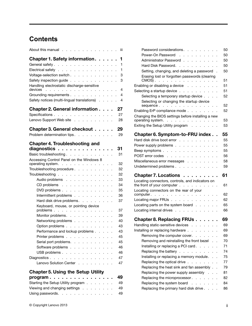 Lenovo M5800 Desktop User Manual | Page 3 / 120