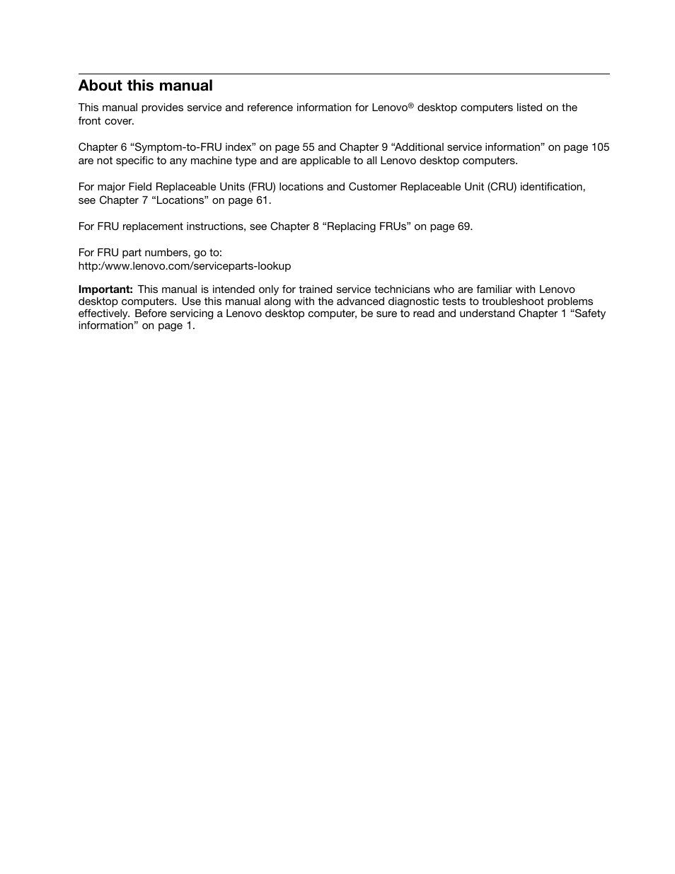 About this manual | Lenovo M5800 Desktop User Manual | Page 5 / 120