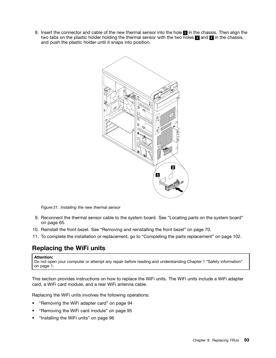 Replacing the wifi units | Lenovo M5800 Desktop User Manual | Page 99 / 120