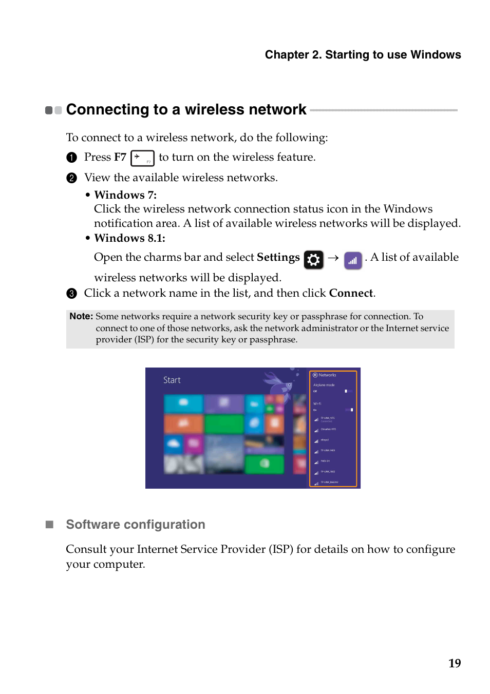 Connecting to a wireless network | Lenovo E10-30 User Manual | Page 23 / 42