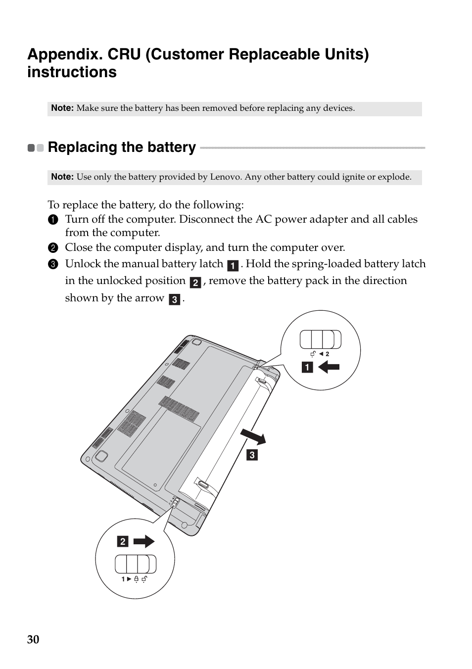 Replacing the battery | Lenovo E10-30 User Manual | Page 34 / 42