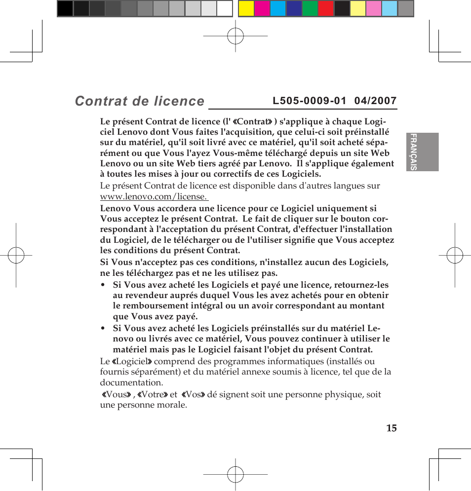 Contrat de licence | Lenovo IdeaPad U110 User Manual | Page 19 / 62