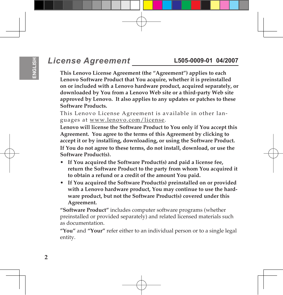 License agreement | Lenovo IdeaPad U110 User Manual | Page 6 / 62