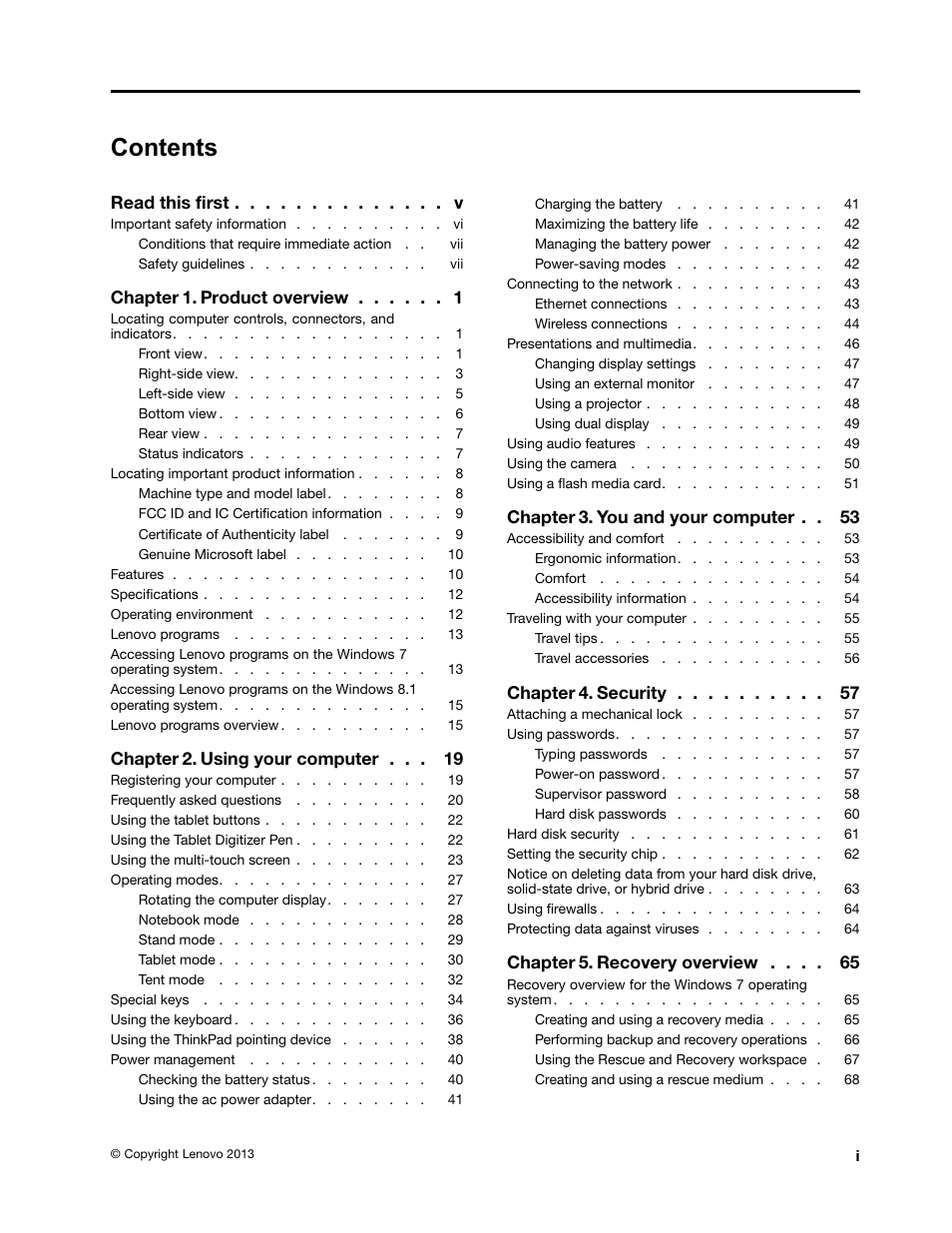 Lenovo ThinkPad Yoga User Manual | Page 3 / 152