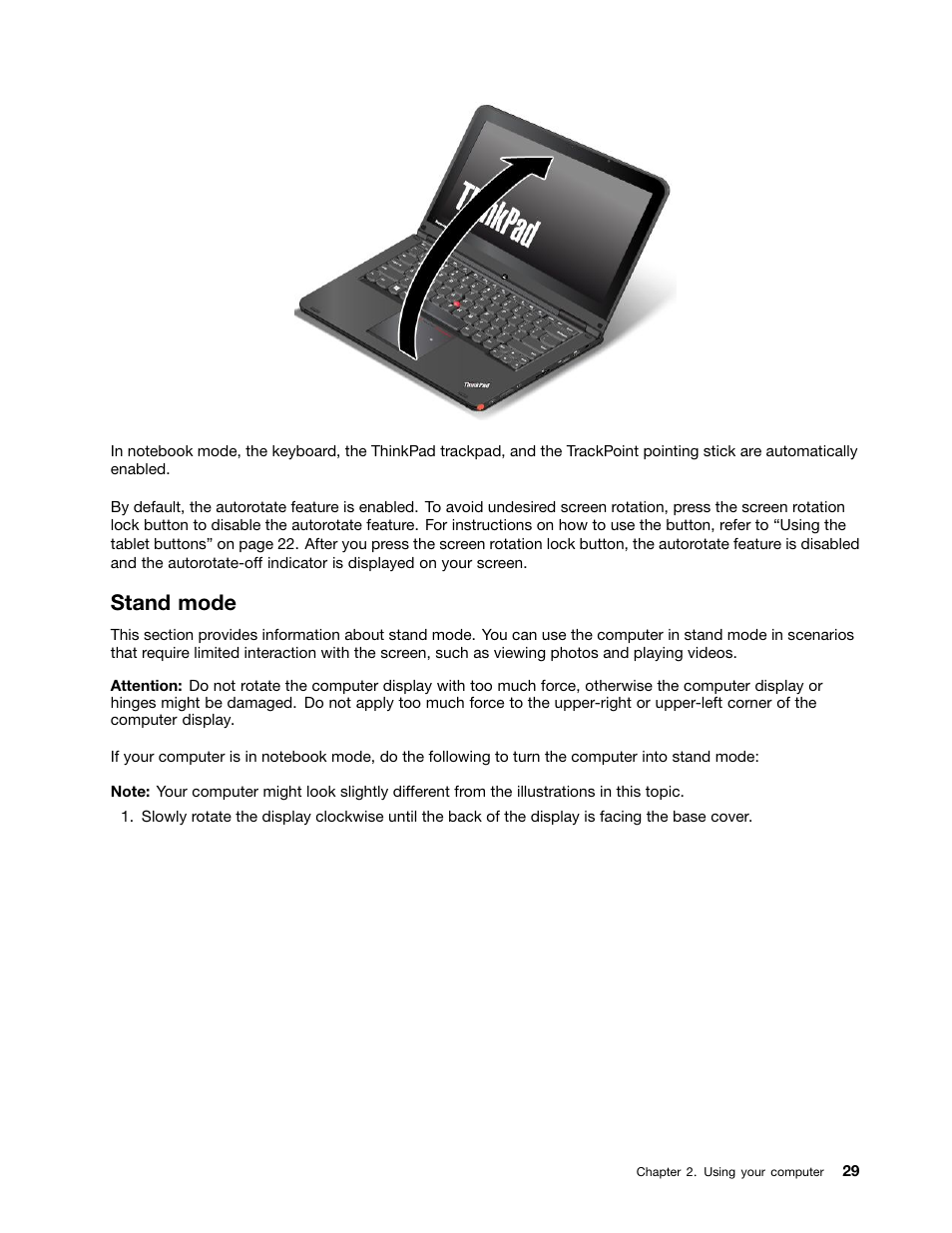 Stand mode | Lenovo ThinkPad Yoga User Manual | Page 45 / 152