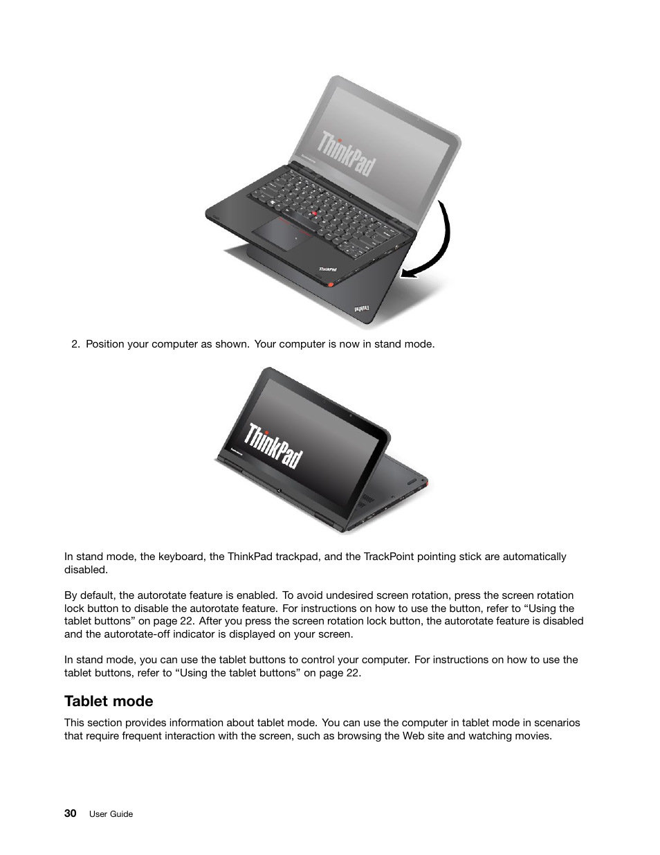 Tablet mode | Lenovo ThinkPad Yoga User Manual | Page 46 / 152