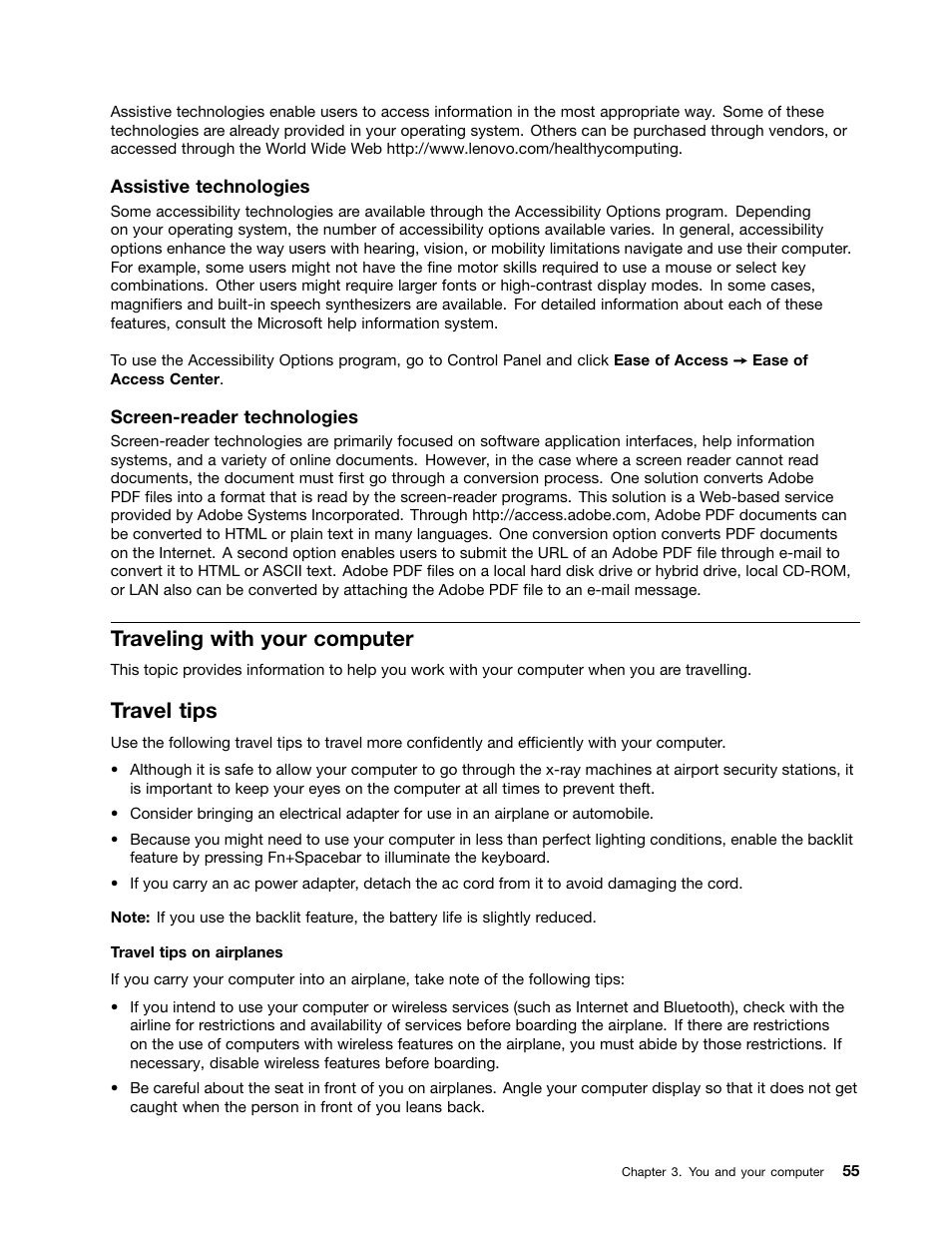 Traveling with your computer, Travel tips | Lenovo ThinkPad Yoga User Manual | Page 71 / 152