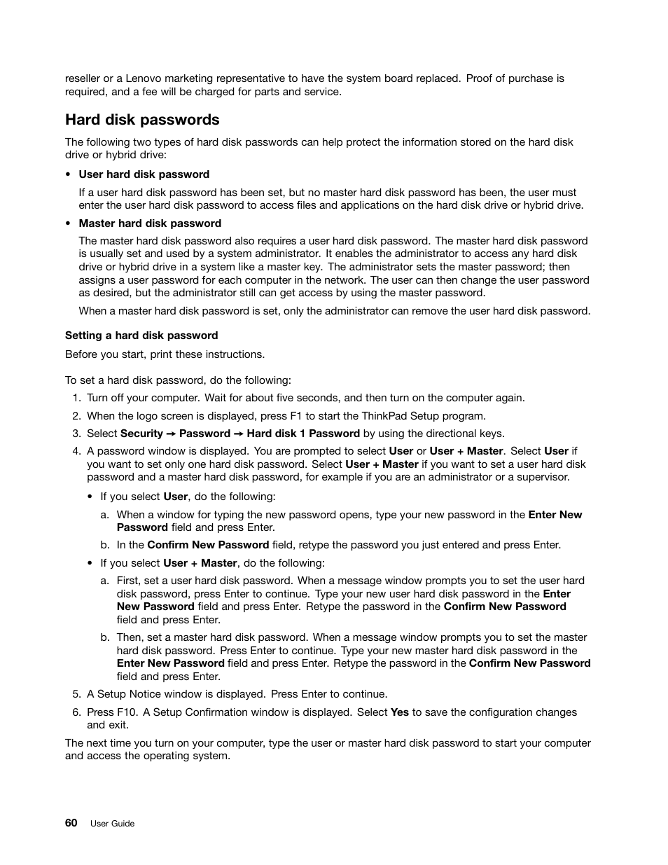 Hard disk passwords | Lenovo ThinkPad Yoga User Manual | Page 76 / 152