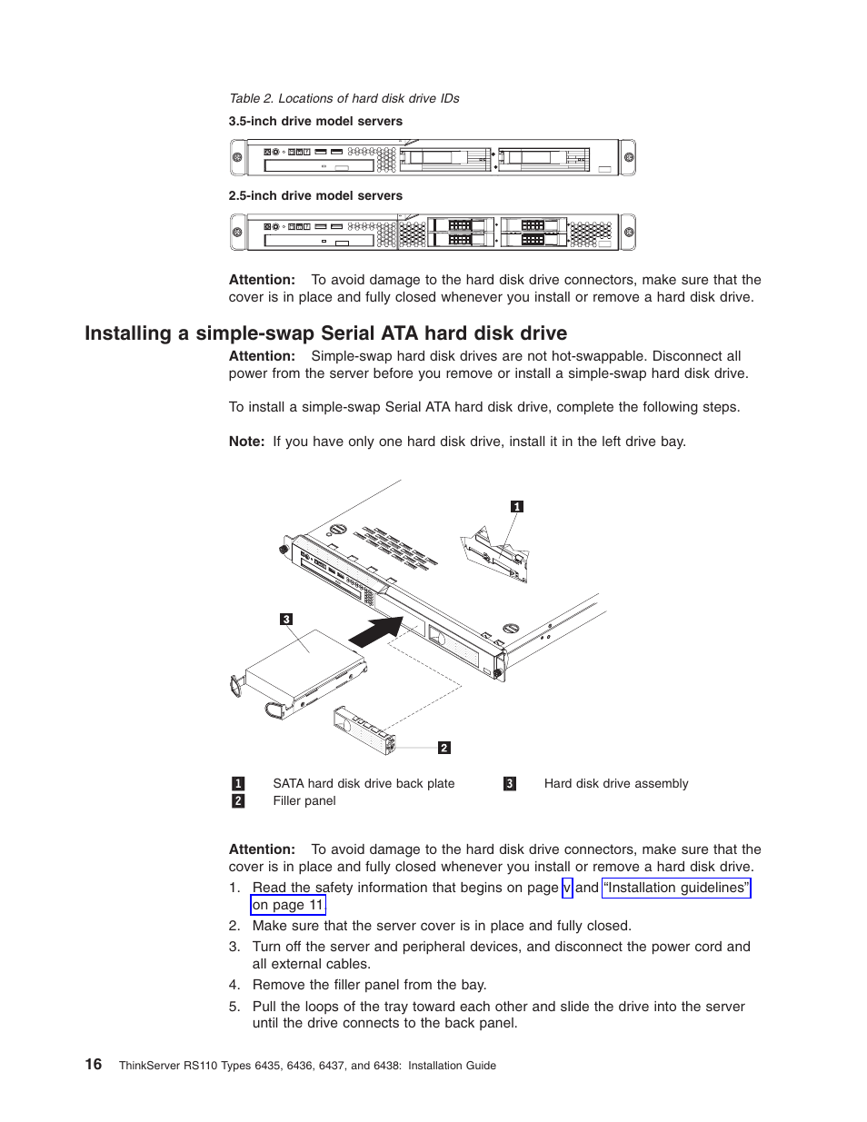Installing, Simple-swap, Serial | Hard, Disk, Drive | Lenovo ThinkServer RS110 User Manual | Page 30 / 90