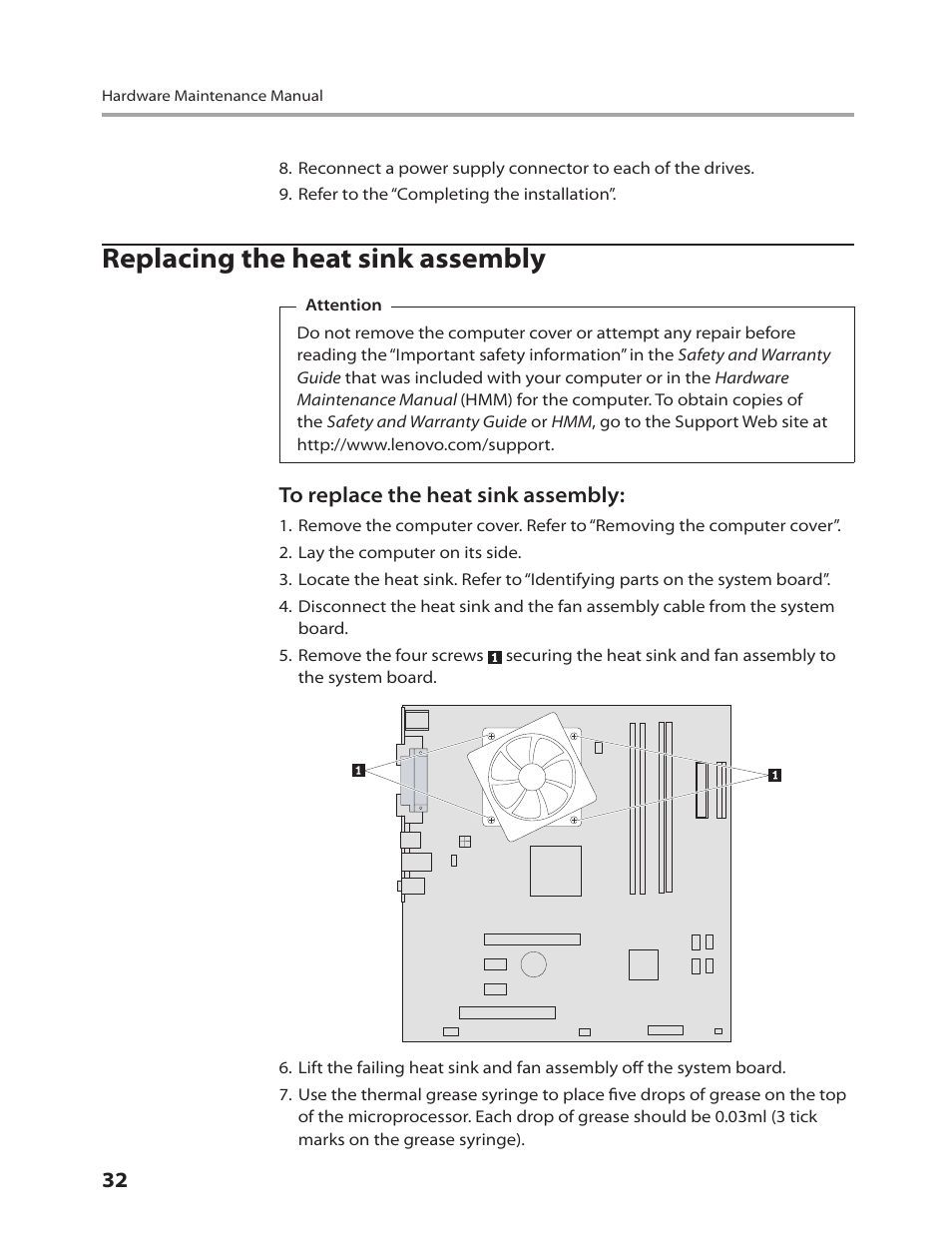 Replacing the heat sink assembly | Lenovo IdeaCentre K200 User Manual | Page 34 / 49