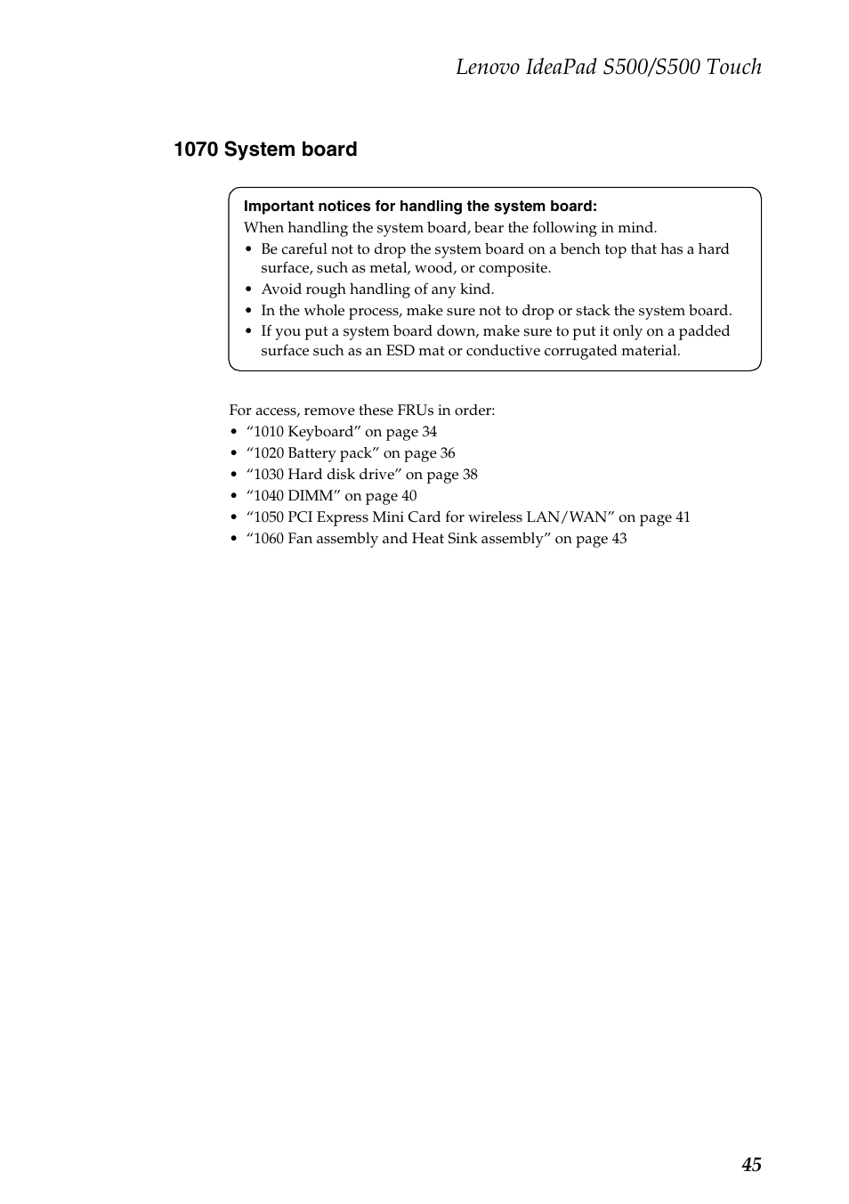 1070 system board | Lenovo IdeaPad S500 Notebook User Manual | Page 49 / 84