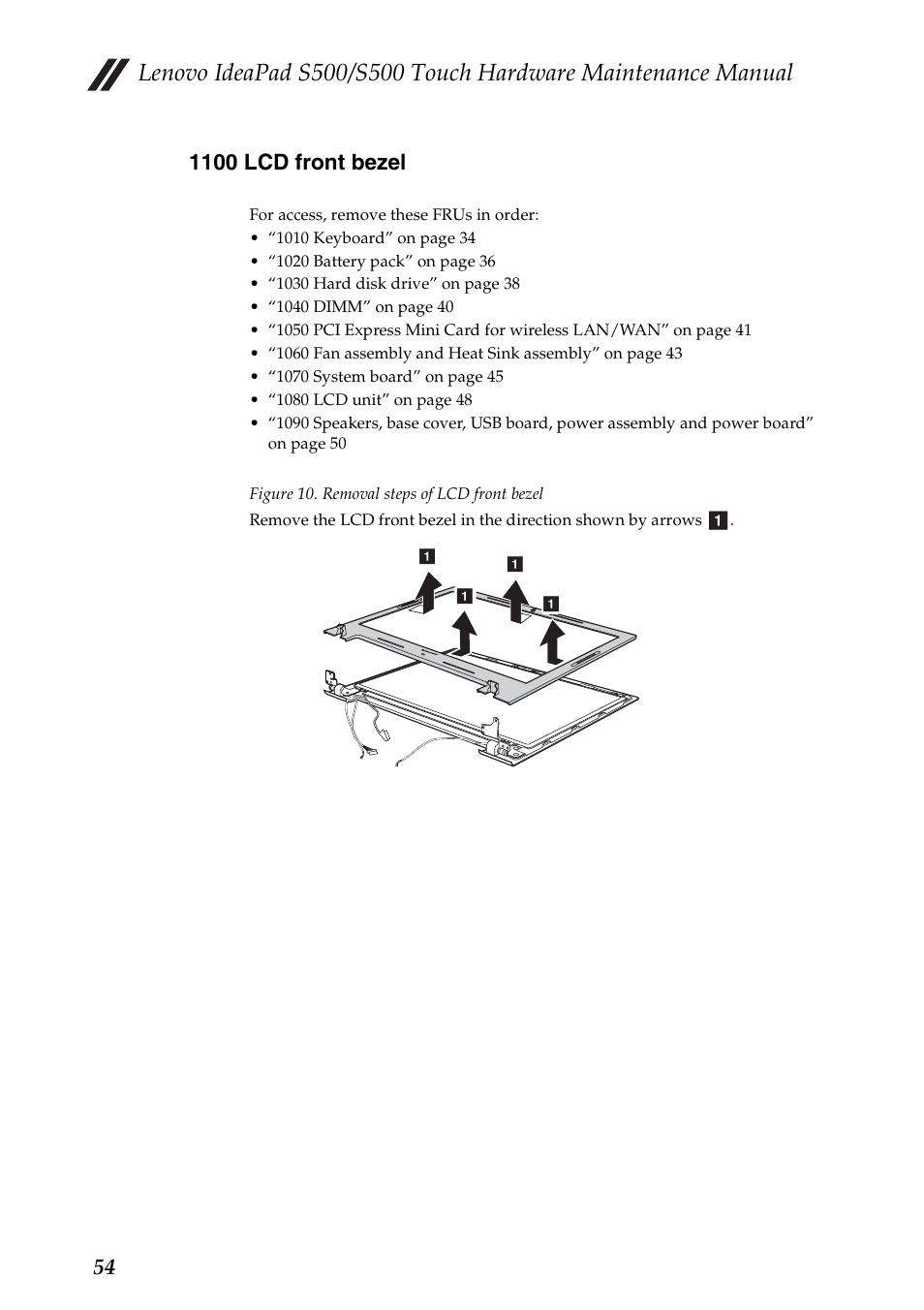 1100 lcd front bezel | Lenovo IdeaPad S500 Notebook User Manual | Page 58 / 84