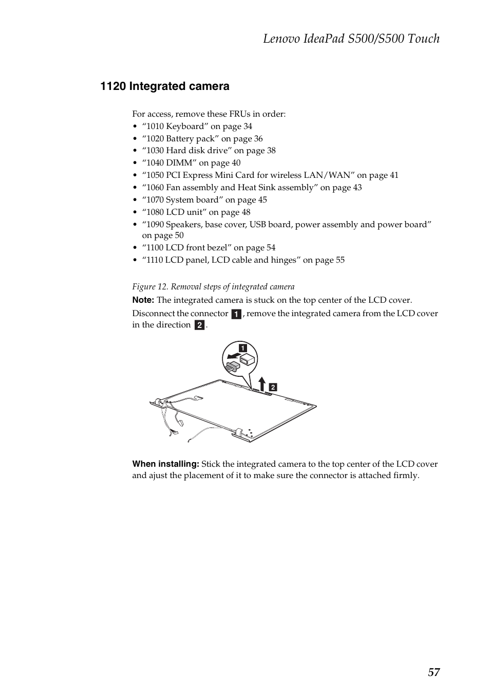 1120 integrated camera | Lenovo IdeaPad S500 Notebook User Manual | Page 61 / 84