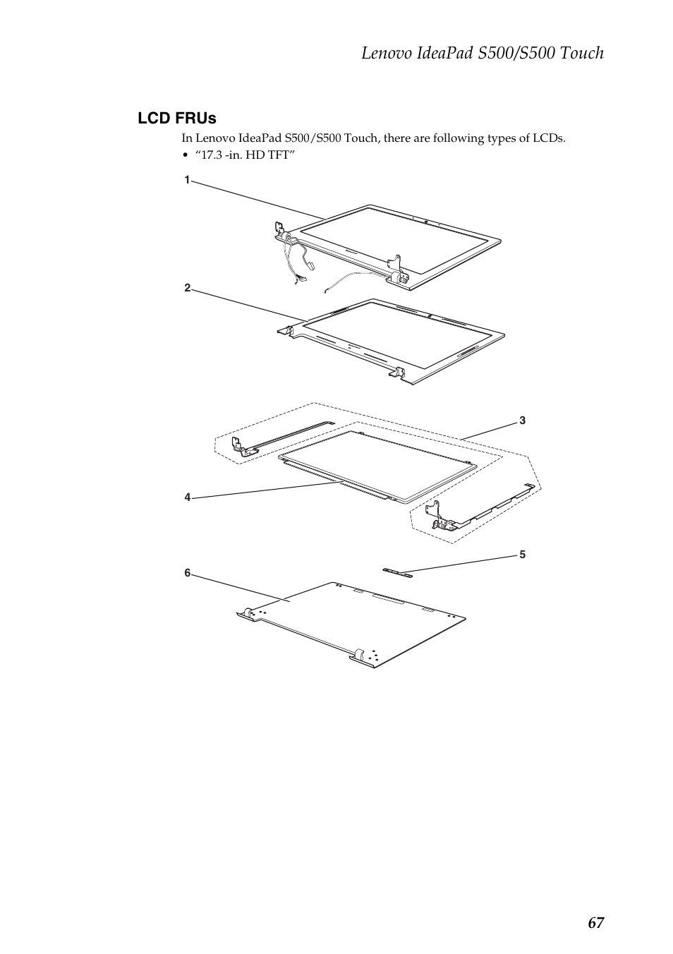 Lcd frus, 67 lcd frus | Lenovo IdeaPad S500 Notebook User Manual | Page 71 / 84