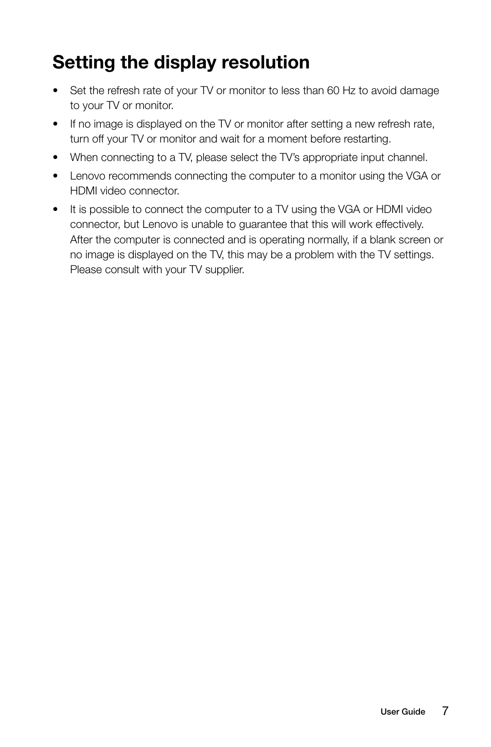 Setting the display resolution | Lenovo IdeaCentre Q190 Desktop User Manual | Page 12 / 21