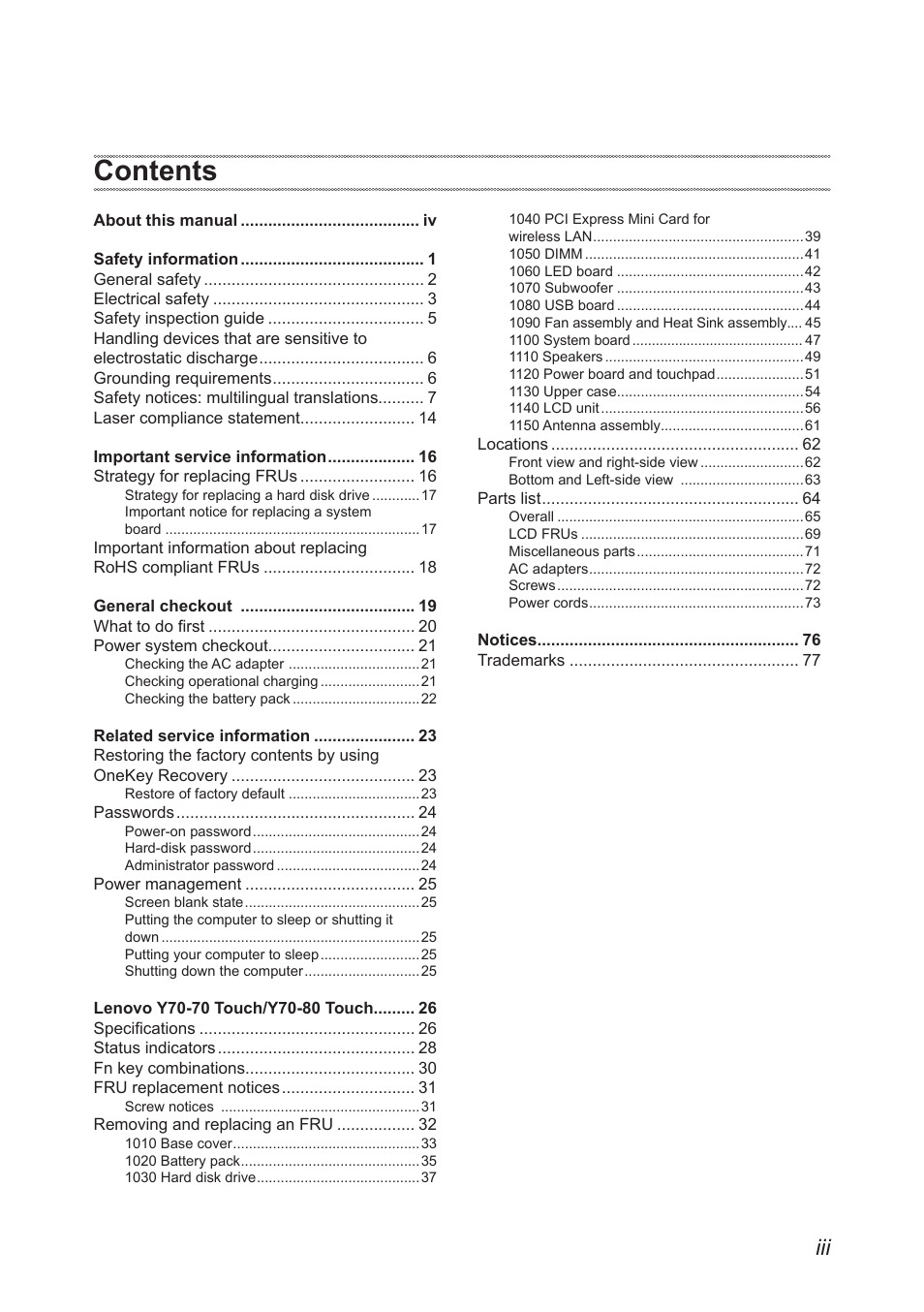Lenovo Y70-70 Touch Notebook User Manual | Page 3 / 81