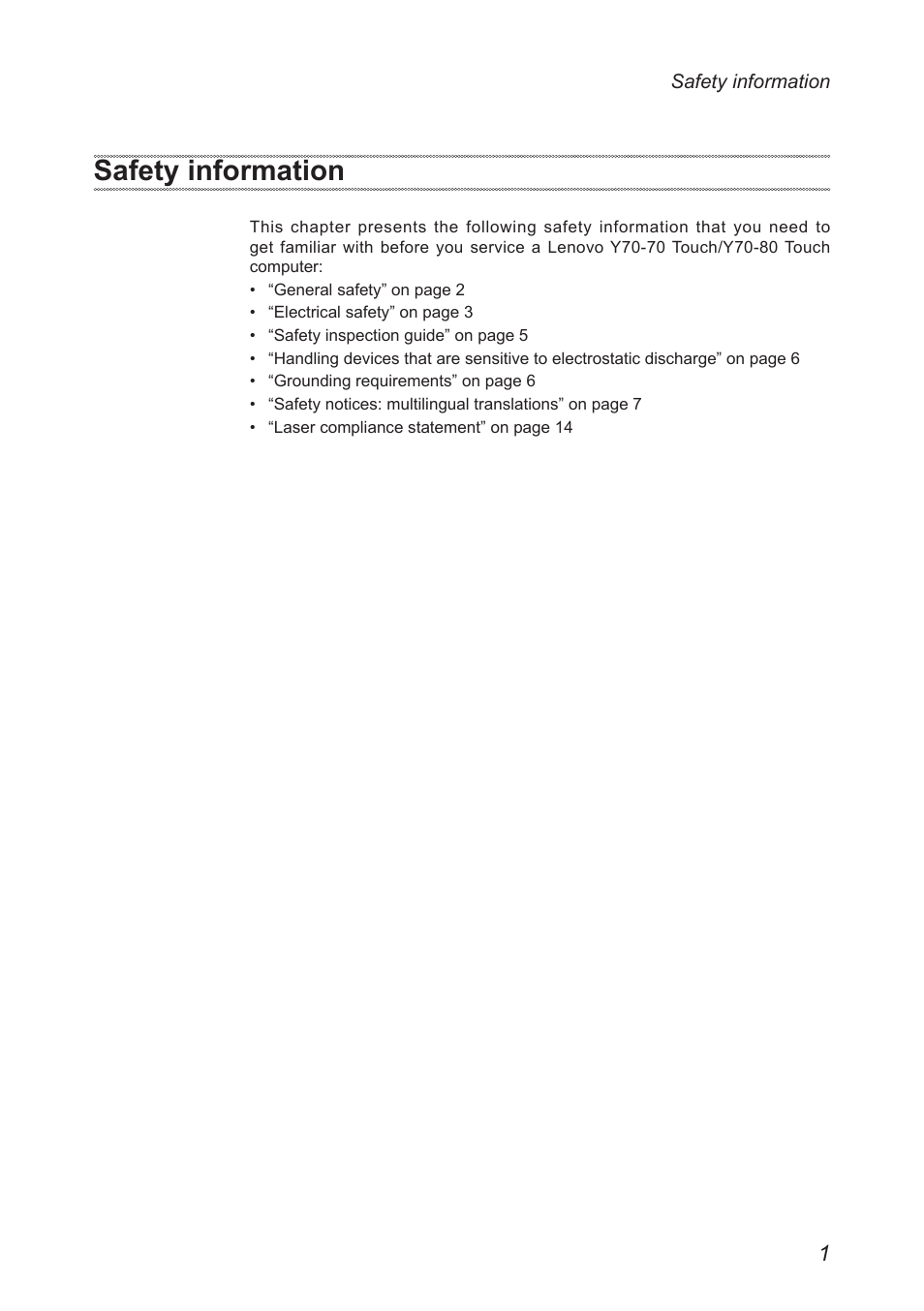 Safety information | Lenovo Y70-70 Touch Notebook User Manual | Page 5 / 81