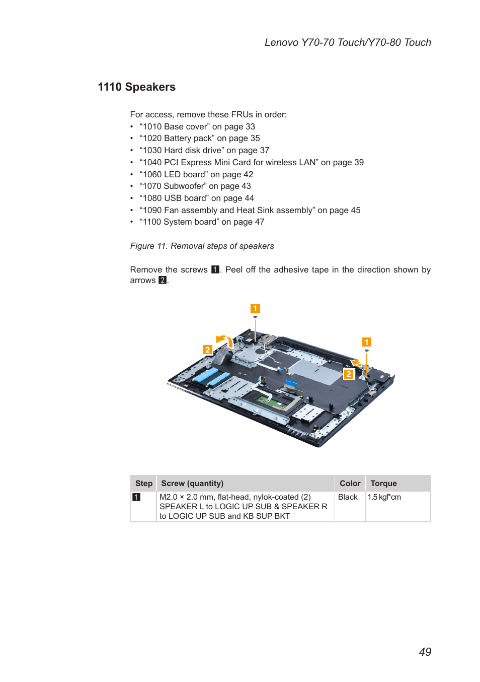 1110 speakers | Lenovo Y70-70 Touch Notebook User Manual | Page 53 / 81
