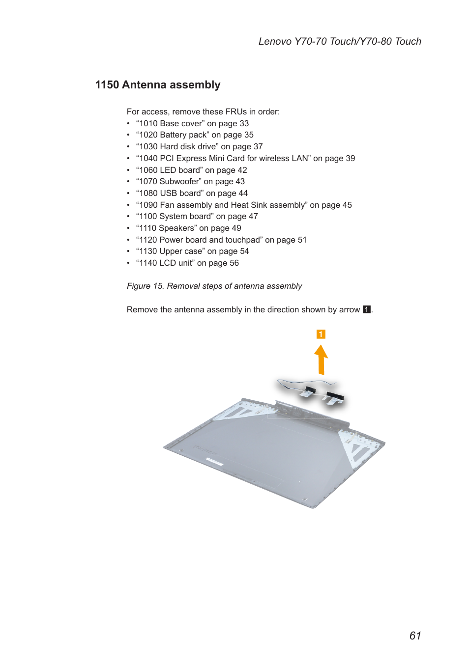 1150 antenna assembly | Lenovo Y70-70 Touch Notebook User Manual | Page 65 / 81