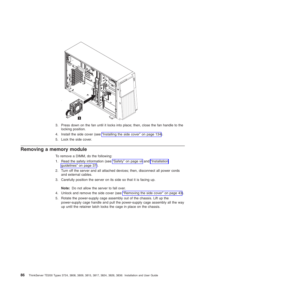 Removing a memory module | Lenovo ThinkServer TD200 User Manual | Page 104 / 228