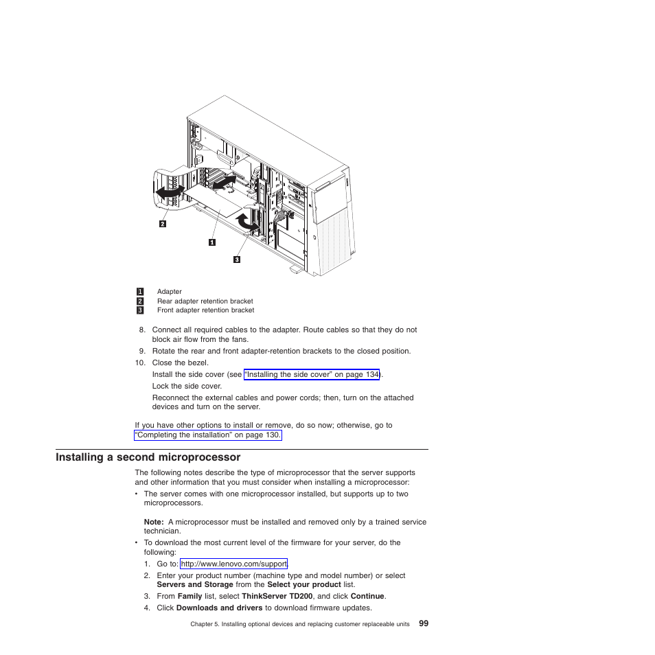 Installing a second microprocessor | Lenovo ThinkServer TD200 User Manual | Page 117 / 228